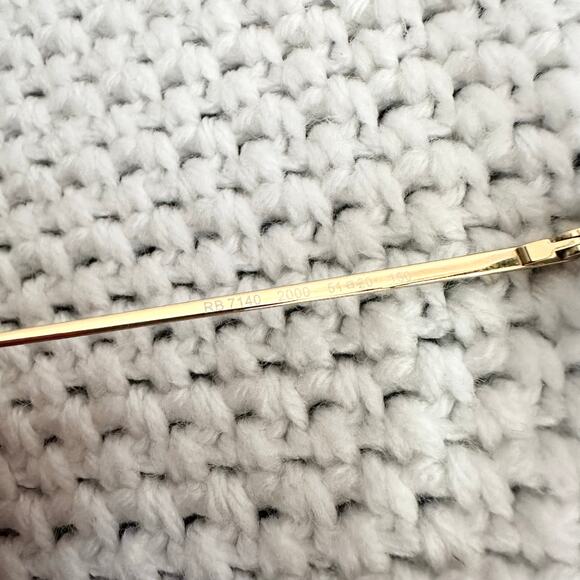 Ray Ban Polished Black Gold Round Frames RB7140 Blue Light Lenses Frame Only - Picture 7 of 10